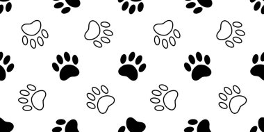 Köpek pençe Dikişsiz desen vektör ayak izi kedi ayı köpek yavrusu eşarp izole karikatür döşeme arka plan tekrar duvar kağıdı illüstrasyon kedicik