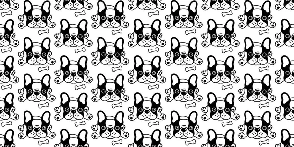 Dog seamless pattern vector french bulldog bone cartoon illustration scarf isolated tile background repeat wallpaper
