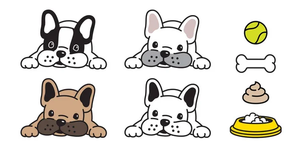 Σκύλος Διάνυσμα Γαλλικό Μπουλντόγκ Εικονίδιο Οστών Μπάλα Μπολ Poo Λογότυπο — Διανυσματικό Αρχείο