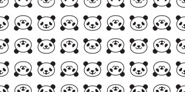 Panda Dikişsiz desen vektör kutup ayısı teddy eşarp izole kiremit arka plan çizgi film tekrar duvar kağıdı doodle illüstrasyon ayı