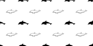 yunus sorunsuz vektör balık illüstrasyon balina köpekbalığı yüzgeci eşarp izole kiremit arka plan tekrar beyaz duvar kağıdı siyah