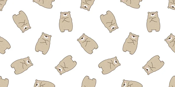 熊无缝模式北极熊矢量卡通插图瓷砖背景壁纸围巾隔离 — 图库矢量图片
