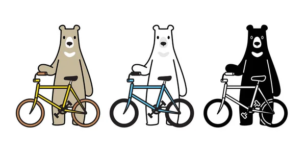 Ours Vecteur Ours Polaire Vélo Équitation Cyclisme Personnage Icône Logo — Image vectorielle
