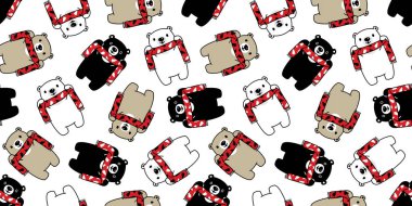 Ayı Dikişsiz desen vektör kutup ayısı Noel ağacı eşarp Noel Baba Noel izole kiremit arka plan tekrar duvar kağıdı illüstrasyon karikatür