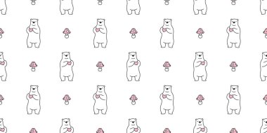 Ayı kesintisiz izole vektör kutup ayısı Kalp Sevgililer mantar çizgi film illüstrasyon kiremit arka plan duvar kağıdı eşarp deseni