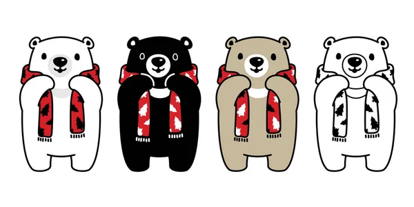 熊向量北极熊圣诞树围巾圣诞老人圣诞节动画片人物标志例证 — 图库矢量图片