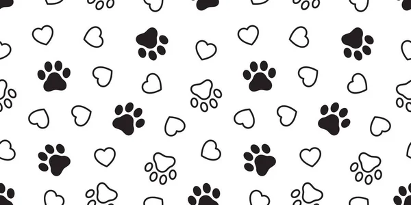 Dog Paw Seamless Pattern Heart Vector French Bulldog Valentine Footprint — Stock Vector