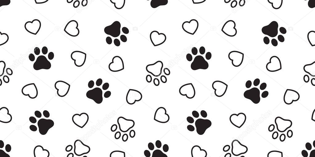 Dog Paw seamless pattern heart vector french bulldog valentine footprint cartoon tile background scarf isolated repeat wallpaper illustration gift wrap