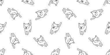 kedi Dikişsiz desen vektör yavru kedi alaca gülümseme karikatür eşarp döşeme arka plan tekrar duvar kağıdı doodle illüstrasyon izole