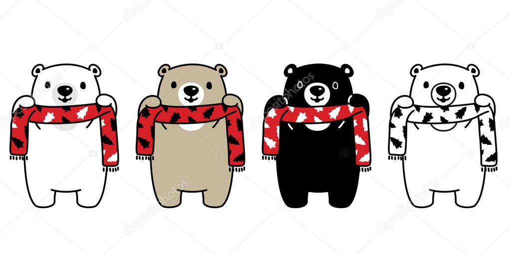 Bear vector polar bear Christmas tree scarf Santa Claus Xmas cartoon character logo icon illustration