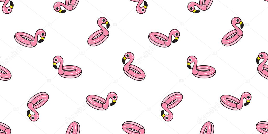Flamingo seamless pattern vector swimming ring pool pink Flamingos exotic bird tropical summer repeat wallpaper scarf isolated tile background cartoon illustration