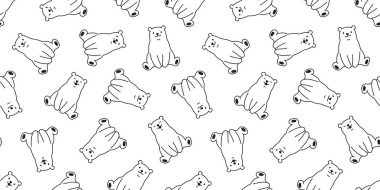 Dikişsiz desen kutup ayısı vektör panda teddy oturma izole arka plan tekrar duvar kağıdı karikatür ayı