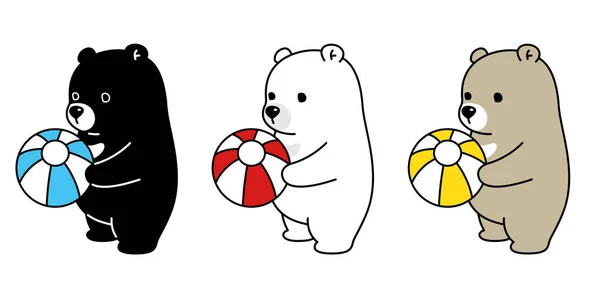 Wektor Niedźwiedź Polarny Piłkę Balon Ikona Logo Charakter Ilustracja Kreskówka — Wektor stockowy