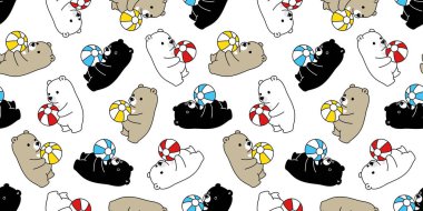 Dikişsiz desen vektör kutup ayısı top balon çizgi film izole eşarp döşeme arka plan tekrar duvar kağıdı illüstrasyon ayı