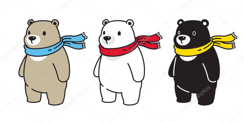 Bear vector Polar Bear scarf icon honey logo cartoon character illustration doodle