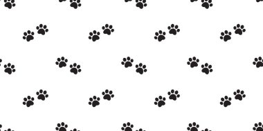 Köpek pençe Dikişsiz desen vektör ayak izi Fransız buldozer tekrar duvar kağıdı döşeme arka plan eşarp izole karikatür çizim kontrol