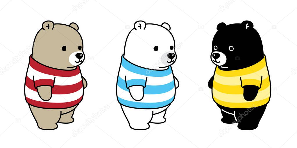 Bear vector Polar Bear shirt stripes icon honey logo cartoon character doodle illustration