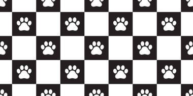 köpek pençe Dikişsiz desen vektör kontrol izole eşarp Fransız buldozer cat ayak izi tekrar duvar kağıdı döşeme arka plan hediye paketi