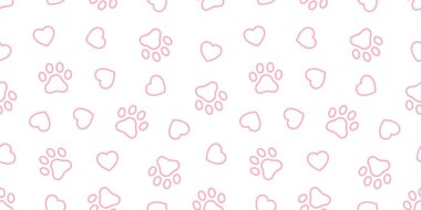 Köpek pençe seamless modeli kalp vektör Fransız buldozer Sevgililer ayak izi karikatür döşeme arka plan tekrar duvar kağıdı eşarp izole illüstrasyon hediye paketi pembe