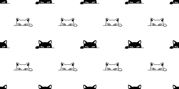 Katze Nahtlose Muster Vektor Pfote Kätzchen Calico Halloween Cartoon Schal — Stockvektor