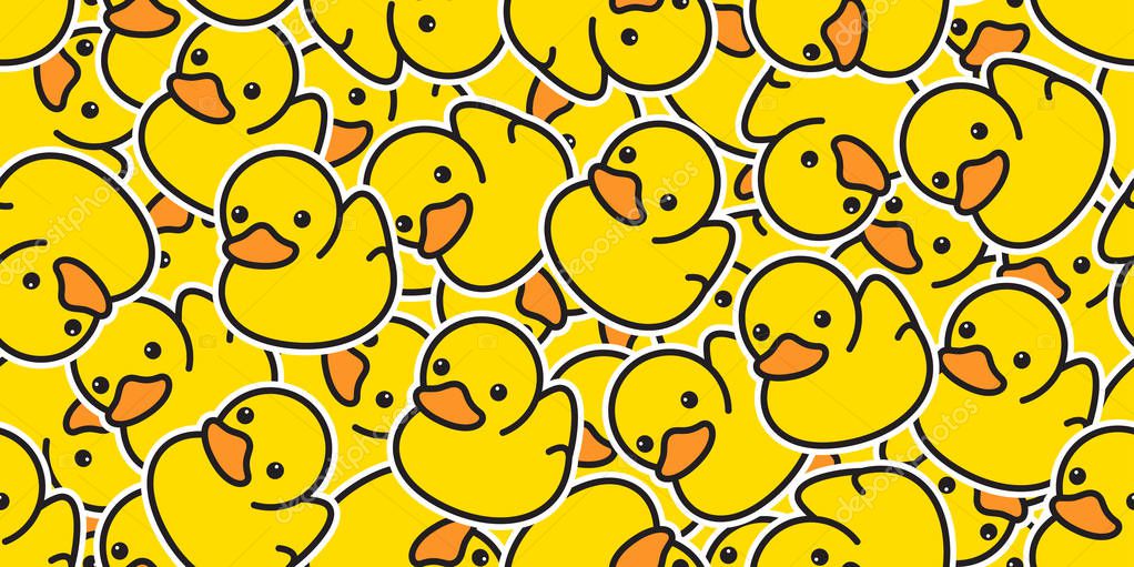 Duck seamless pattern vector rubber ducky isolated cartoon illustration bird bath shower repeat wallpaper tile background gift wrap paper yellow