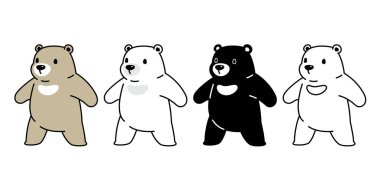 Ayı kutup ayısı karikatür karakter simgesi logo illüstrasyon simge doodle vektör
