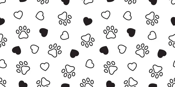 Собачья Лапа Бесшовный Шаблон Векторный Сердце Французский Бульдог Валентина Отпечаток — стоковый вектор