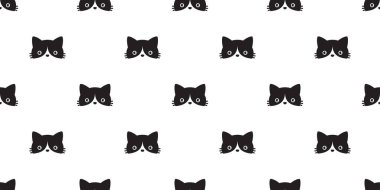 kedi dikişsiz desen vektör kafa calico siyah kedi yavrusu eşarp izole tekrar duvar kağıdı karikatür çini arka plan illüstrasyon