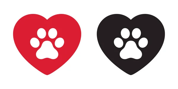 Chien Patte Vecteur Icône Coeur Logo Valentin Symbole Français Bulldog — Image vectorielle