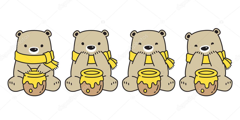 Bear vector Honey Polar Bear cartoon character icon logo sitting illustration symbol doodle