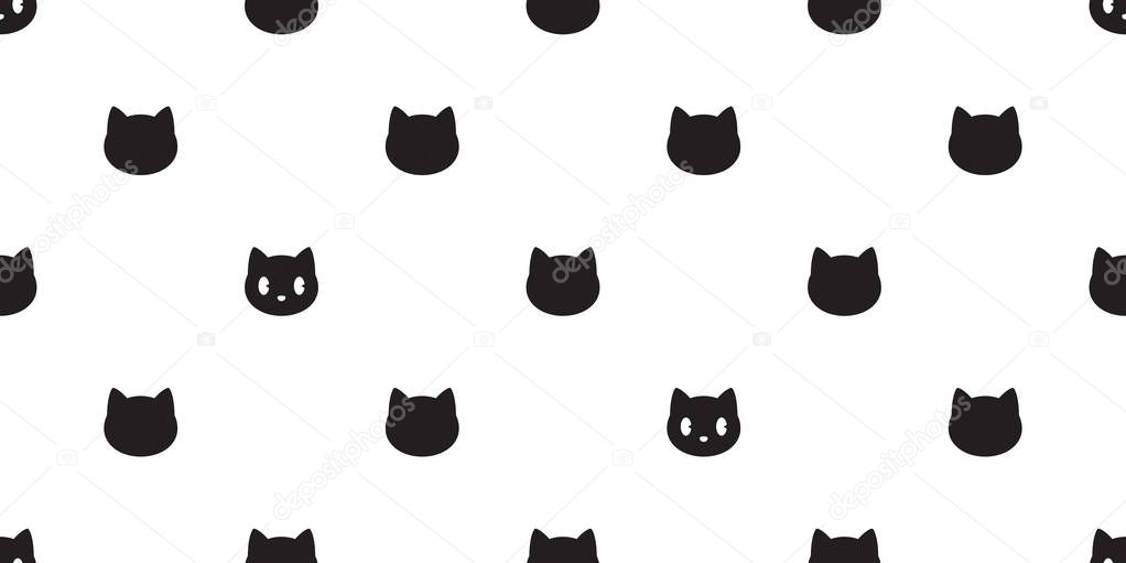 cat seamless pattern vector head calico black kitten isolated repeat wallpaper cartoon illustration tile background