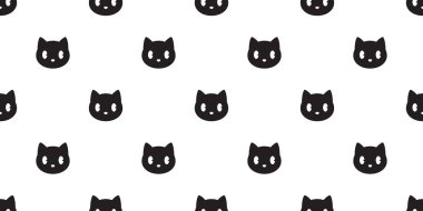 kedi Dikişsiz desen vektör baş alaca siyah kedi tekrar duvar kağıdı karikatür döşeme arka plan illüstrasyon izole
