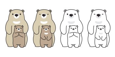 Ayı kutup ayısı aile çizgi film karakteri simge logo tatlım illüstrasyon simge doodle vektör