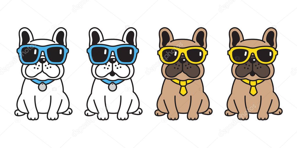 Dog vector french bulldog sunglasses icon cartoon character puppy logo illustration