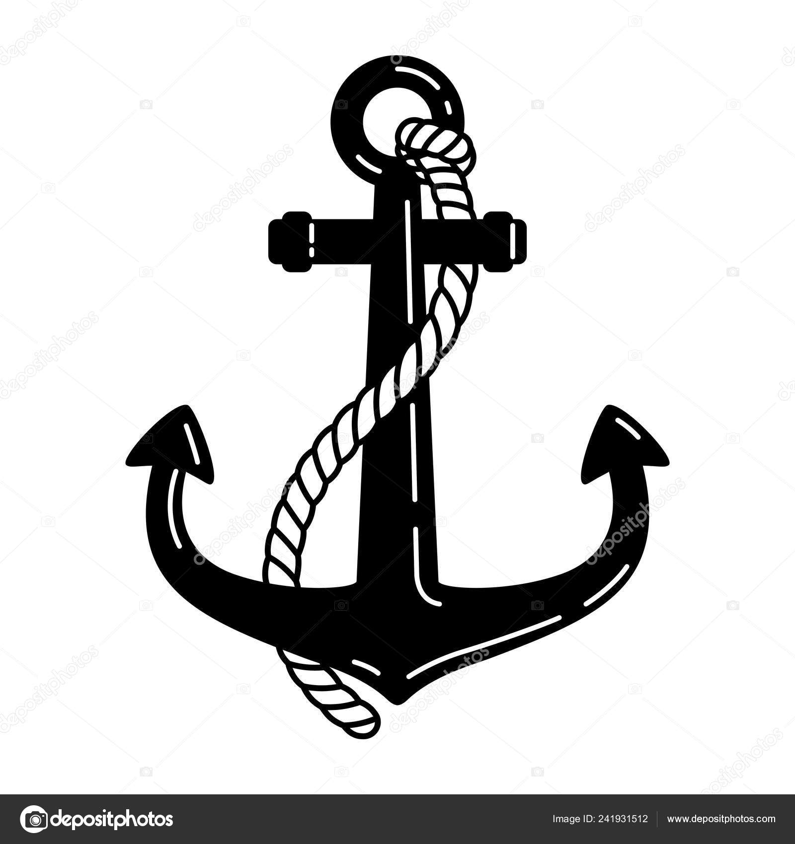 Anchor Vector Icon Logo Rope Boat Pirate Helm Maritime Nautical