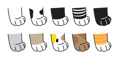 kedi pençe vektör yavru kedi doğurmak simgesi logo alaca ayak izi çizgi film karakteri illüstrasyon doodle