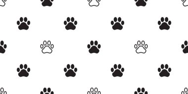 Köpek pençe Dikişsiz desen vektör ayak izi kedi köpek yavrusu eşarp izole kiremit arka plan tekrar duvar kağıdı çizgi film illüstrasyon siyah beyaz