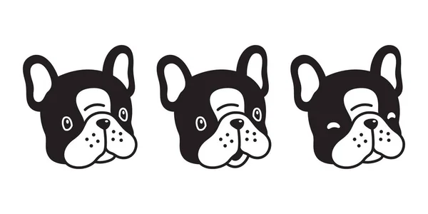 Hund Fransk Bulldog Ikonen Tecknad Karaktär Valp Huvud Logotypen Vektorillustration — Stock vektor