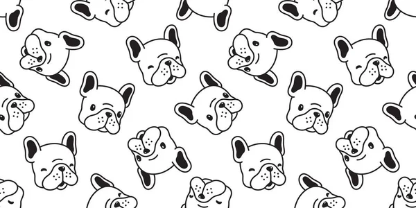 Dog Seamless Pattern French Bulldog Vector Scarf Isolated Cartoon Tile — Stock Vector