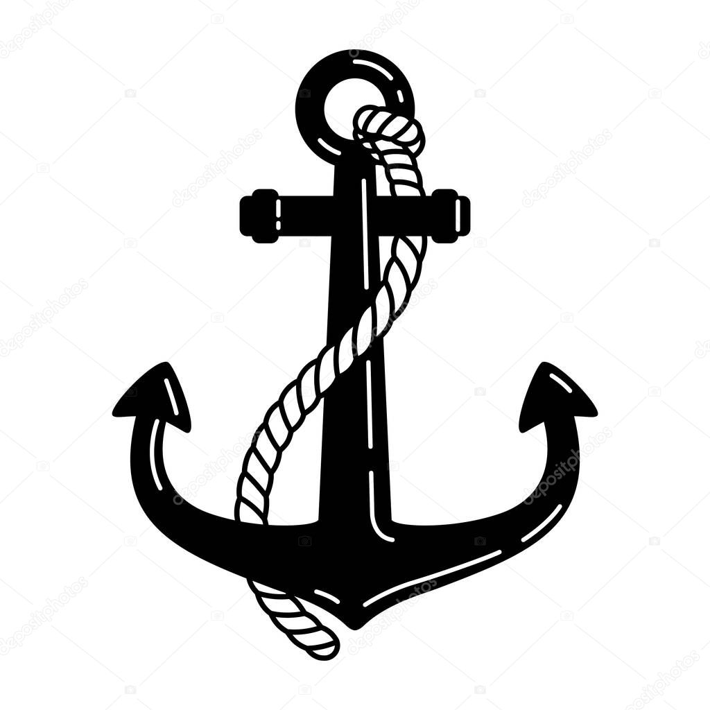 Anchor vector icon logo rope boat pirate helm maritime Nautical illustration symbol graphic