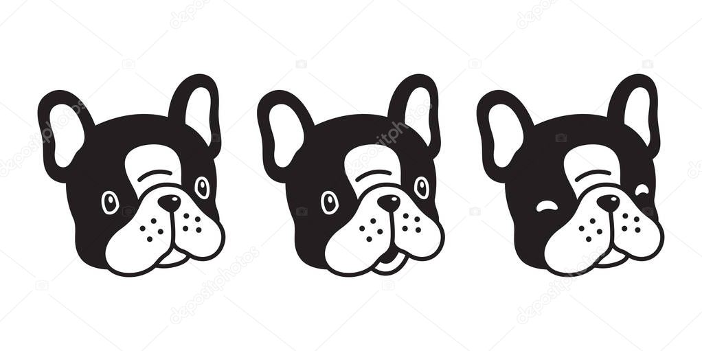 Dog vector french bulldog icon cartoon character puppy head logo illustration black