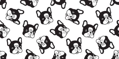 Köpek seamless modeli Fransız buldozer vektör eşarp izole karikatür tekrar duvar kağıdı döşeme arka planı siyah