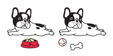 köpek vektör Fransız buldozer simge karakter karikatür köpek yavrusu kemik gıda kase top doğurmak logo tasarlamak doodle siyah