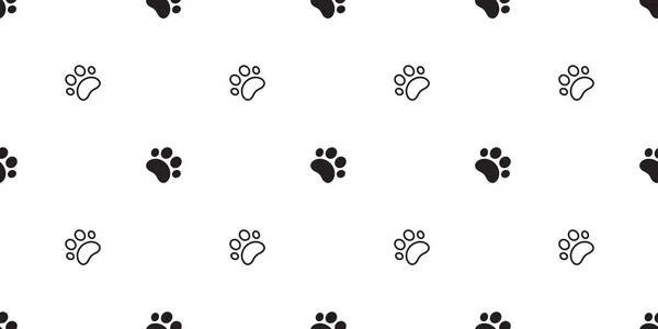 Dog Paw Seamless Pattern Vector Footprint Puppy Kitten Tile Background — Stock Vector