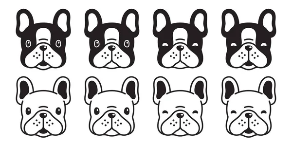 Hund Vector Fransk Bulldog Ikon Huvud Tecknad Karaktär Valp Logotyp — Stock vektor