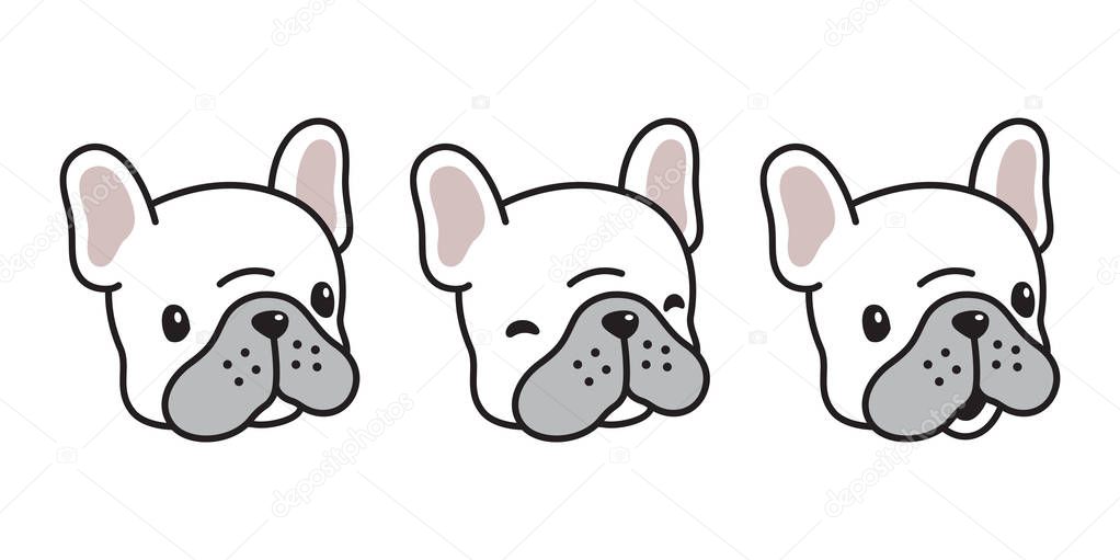Dog vector french bulldog icon cartoon character puppy head logo illustration white