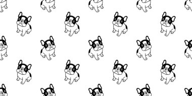 Köpek seamless modeli Fransız buldozer vektör eşarp izole karikatür tekrar duvar kağıdı döşeme arka plan illüstrasyon doodle