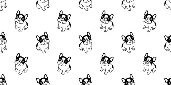 Perro Patrón Sin Costuras Bulldog Francés Vector Bufanda Dibujos Animados — Vector de stock