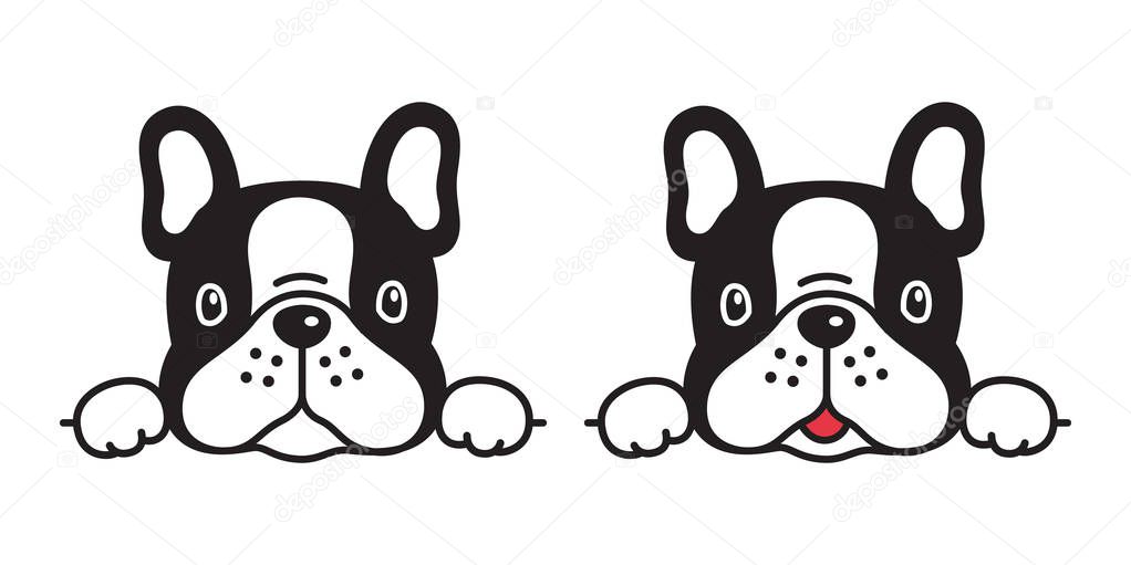 Dog vector french bulldog icon character cartoon puppy smile logo illustration doodle black