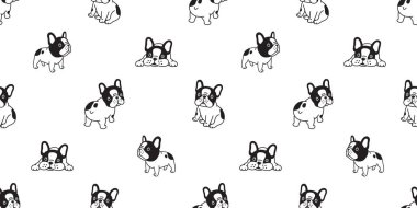 Köpek seamless modeli Fransız buldozer vektör eşarp izole karikatür tekrar duvar kağıdı döşeme arka plan illüstrasyon